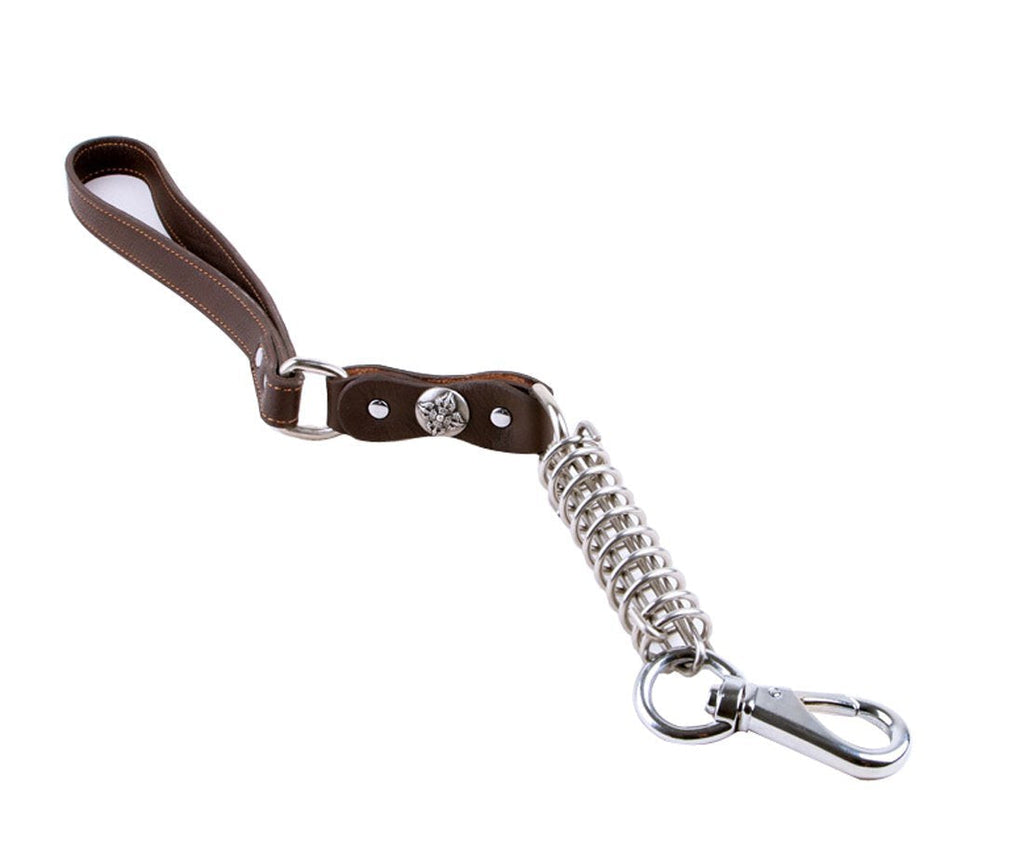 [Australia] - ZEEY Durable Leather Training Leads for Large/Medium Dogs, 22.5" Long x 0.75" Wide, Heavy Duty Stainless Force Buffered Spring Handle Strong Pulls Brown 