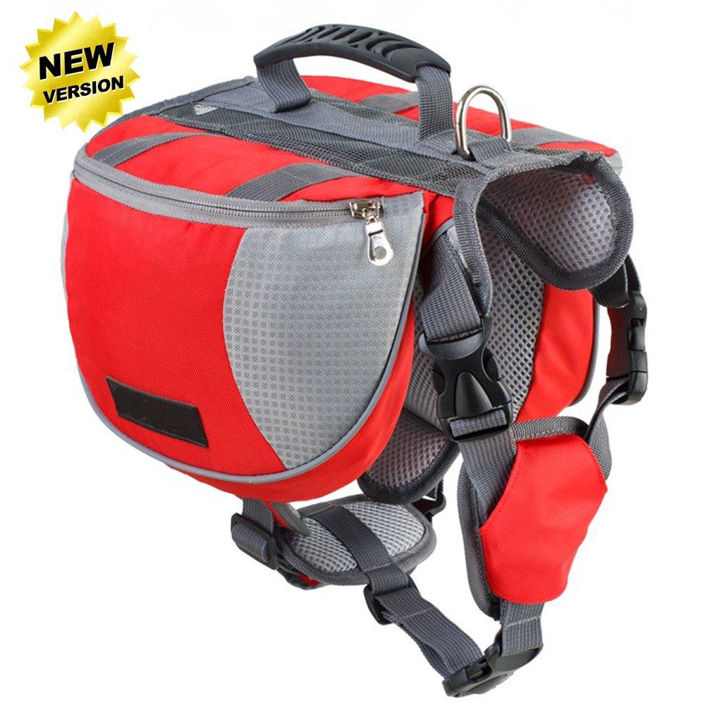 Lifeunion Adjustable Service Dog Supply Backpack Saddle Bag for Camping Hiking Training Red Small - PawsPlanet Australia