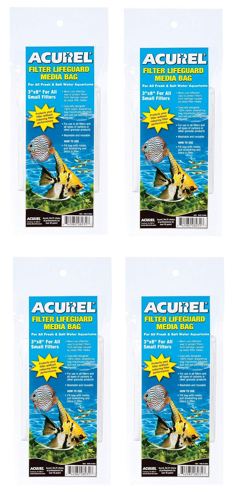 [Australia] - (4 Pack) Acurel LLC Filter Drawstring Lifeguard Media Bag, 3-Inch by 8-Inch 