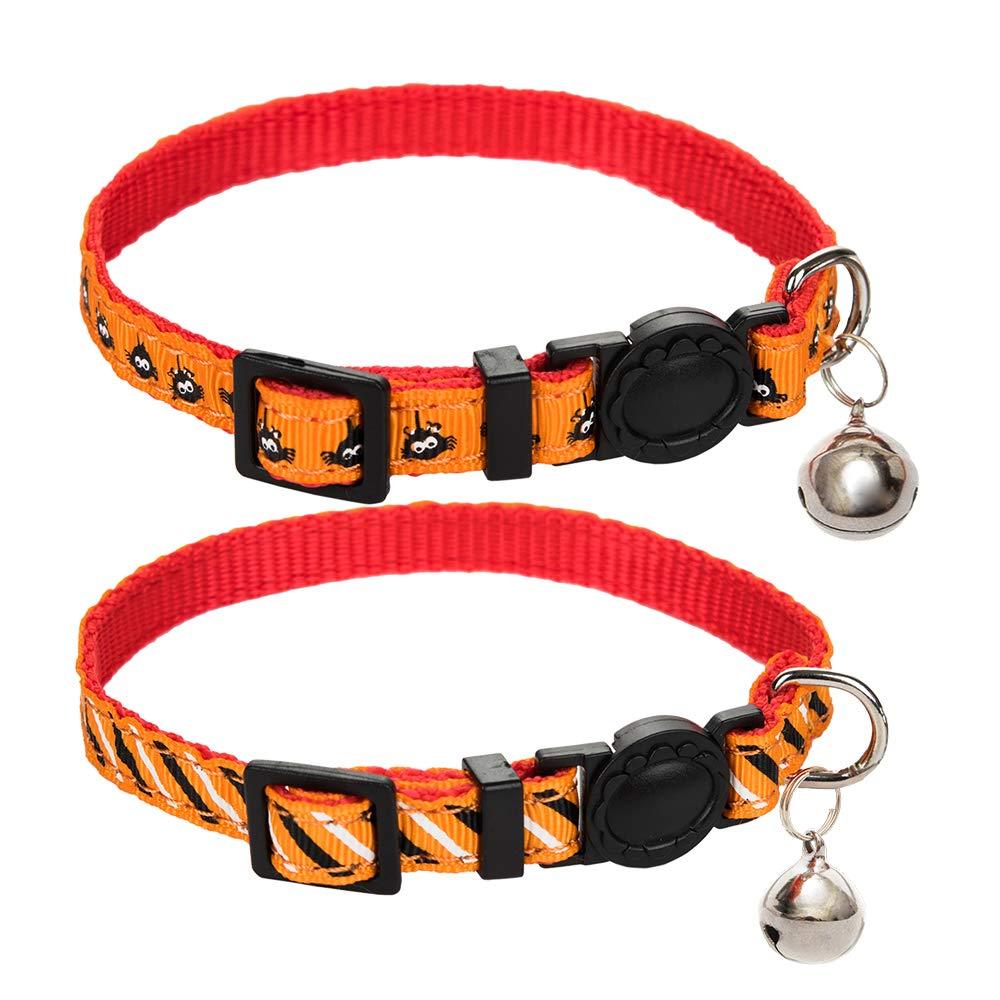 [Australia] - EXPAWLORER 2 PCS Halloween Cat Breakaway Collar with Bell for Holiday Designer 