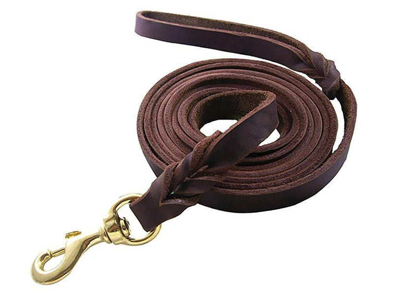 Rantow Genuine Leather Large Dog Leash, 120cm x 1.2cm, Dog Rope with Classic Braiding Handle and Metal Clasp Collar and Harness Available Separately(Copper) 120cm Long 1.2cm Wide Copper Hook - PawsPlanet Australia