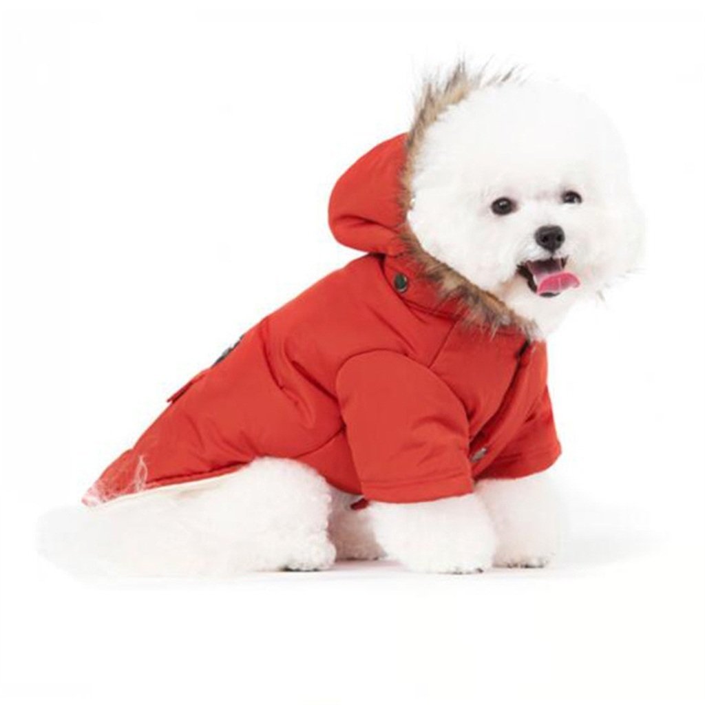 PetBoBo Cat Dog Doggie Down Jacket Hoodie Coat Pet Clothes Warm Clothing for Small Dogs Winter Red 1 (Dark Orange)Red XS - PawsPlanet Australia