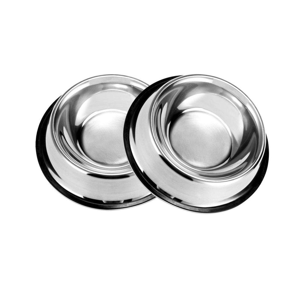 [Australia] - PETCEE Stainless Steel Dog Bowl Set of 2 has Rubber Around The Bottom 10oz Light Silver 