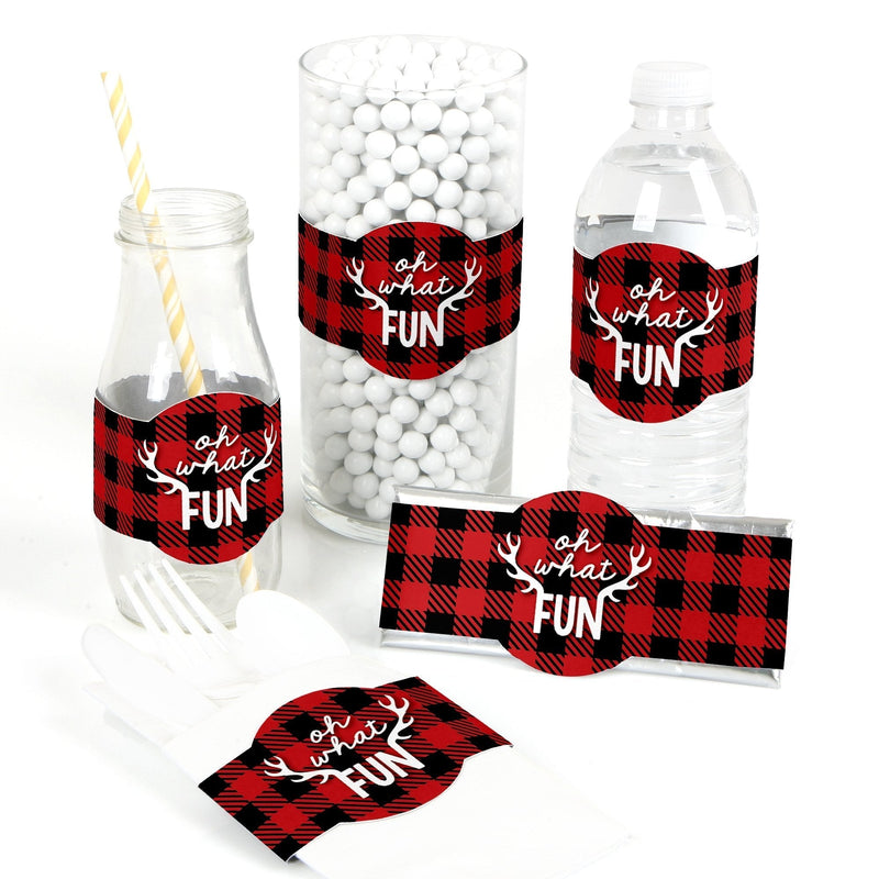 Big Dot of Happiness Prancing Plaid - DIY Party Supplies - Buffalo Plaid Holiday or Christmas Party DIY Wrapper Favors and Decorations - Set of 15 - PawsPlanet Australia
