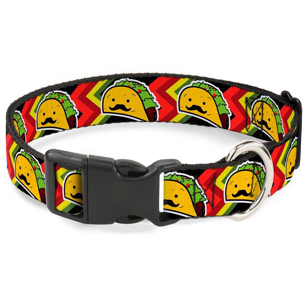 [Australia] - Buckle-Down Dog Collar Plastic Clip Taco Man Available in Adjustable Sizes for Small Medium Large Dogs 1" Wide - Fits 9-15" Neck - Small 