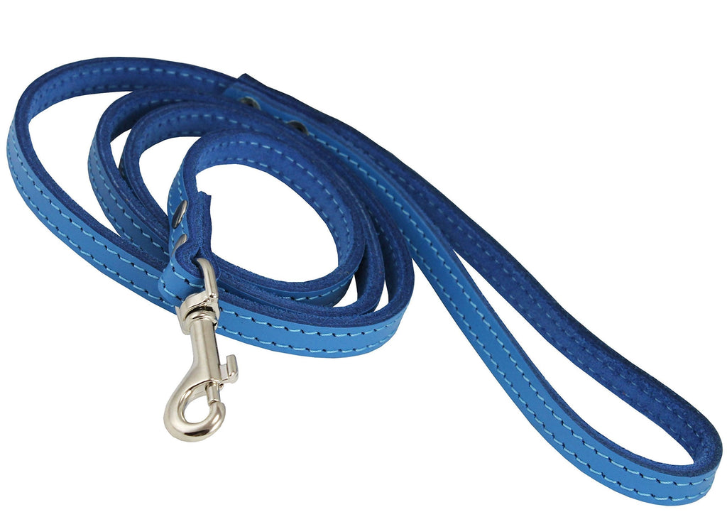 [Australia] - Dogs My Love Genuine Leather Dog Leash 4-Feet Wide Blue Small: 3/8" Wide 