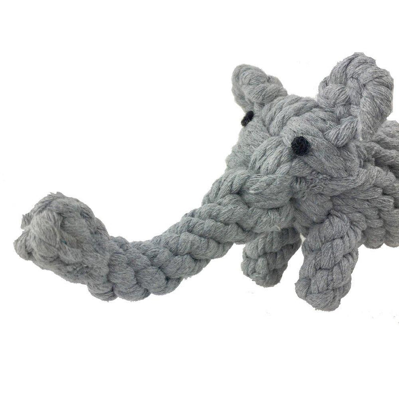 Aduck Pet Puppy Dog Cotton Rope Chew Toys for Teeth Cleaning, Elephant Design Grey - PawsPlanet Australia
