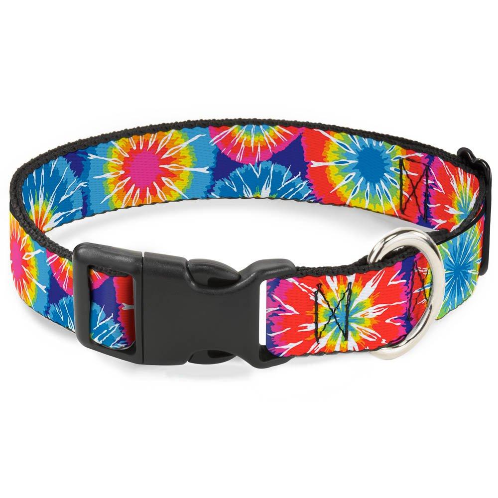 [Australia] - Buckle-Down Dog Collar Plastic Clip 70s Tie Dye Available in Adjustable Sizes for Small Medium Large Dogs 1" Wide - Fits 15-26" Neck - Large 