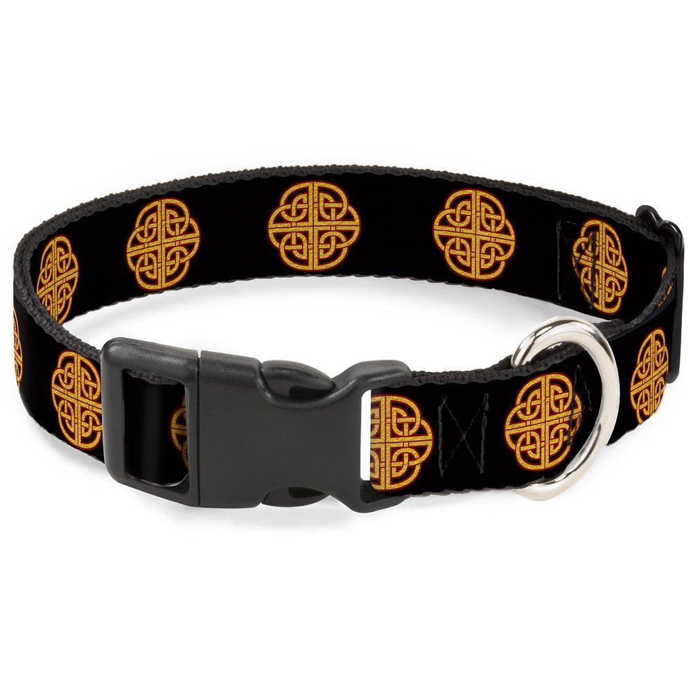 [Australia] - Buckle-Down Dog Collar Plastic Clip Celtic Knot Black Burgundy Gold Available In Adjustable Sizes For Small Medium Large Dogs 1" Wide - Fits 11-17" Neck - Medium 