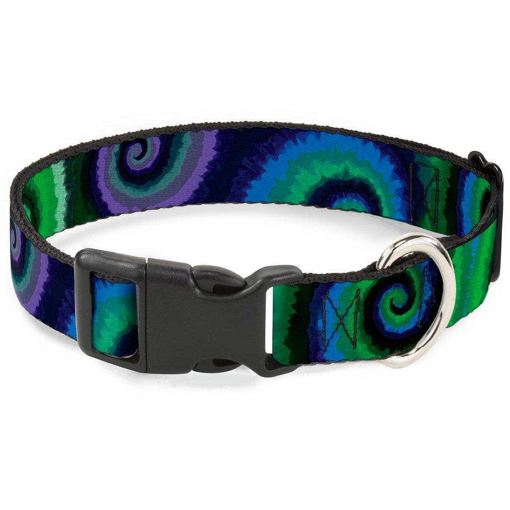 [Australia] - Buckle-Down Plastic Clip Collar - Tie Dye Swirl Green/Blue/Purple - 1" Wide - Fits 15-26" Neck - Large 