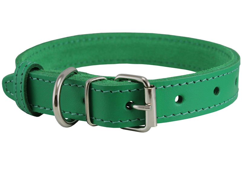 [Australia] - Genuine Leather Dog Collar Green 7 Sizes 13"-16" Neck; 3/4" Wide 