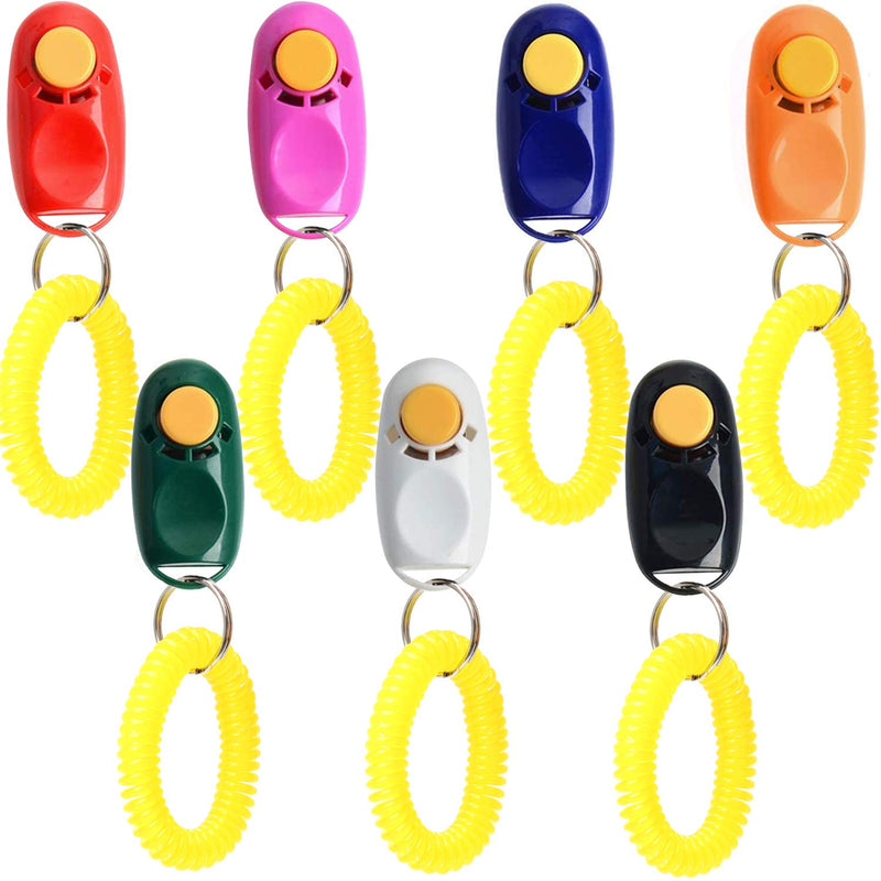 Coolrunner 7pcs 7 Color Universal Animal Pet Dog Training Clicker with Wrist Bands Strap, Assorted Color Dog Clickers for Pet Dog Training & Obedience Aid - PawsPlanet Australia