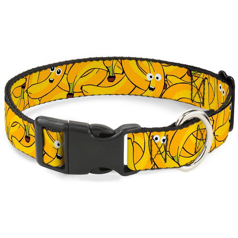 [Australia] - Buckle-Down Dog Collar Plastic Clip Bananas Stacked Cartoon Yellows Available in Adjustable Sizes for Small Medium Large Dogs 1" Wide - Fits 15-26" Neck - Large 