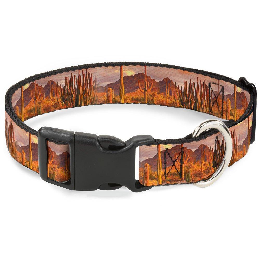 [Australia] - Buckle-Down Dog Collar Plastic Clip Los Angeles Solid Skyline La Gold Purple Available in Adjustable Sizes for Small Medium Large Dogs 1" Wide - Fits 11-17" Neck - Medium 