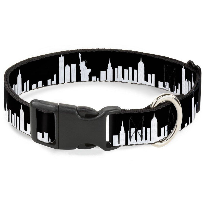 [Australia] - Buckle-Down Plastic Clip Collar - New York Solid Skyline Black/White - 1" Wide - Fits 11-17" Neck - Medium 1" Wide - Fits 15-26" Neck - Large 