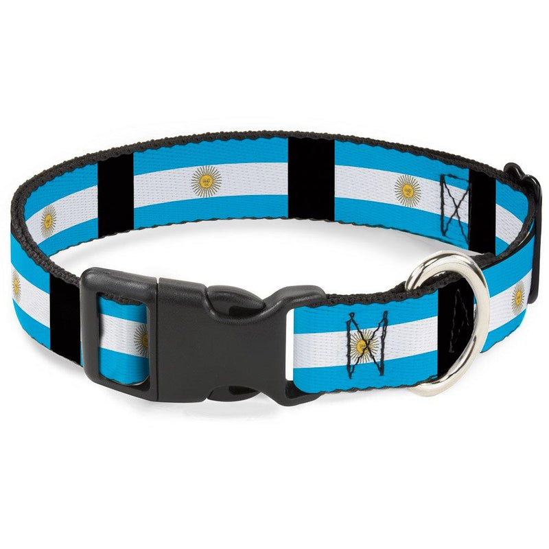 [Australia] - Buckle-Down Dog Collar Plastic Clip Argentina Flags Available in Adjustable Sizes for Small Medium Large Dogs 1" Wide - Fits 15-26" Neck - Large 