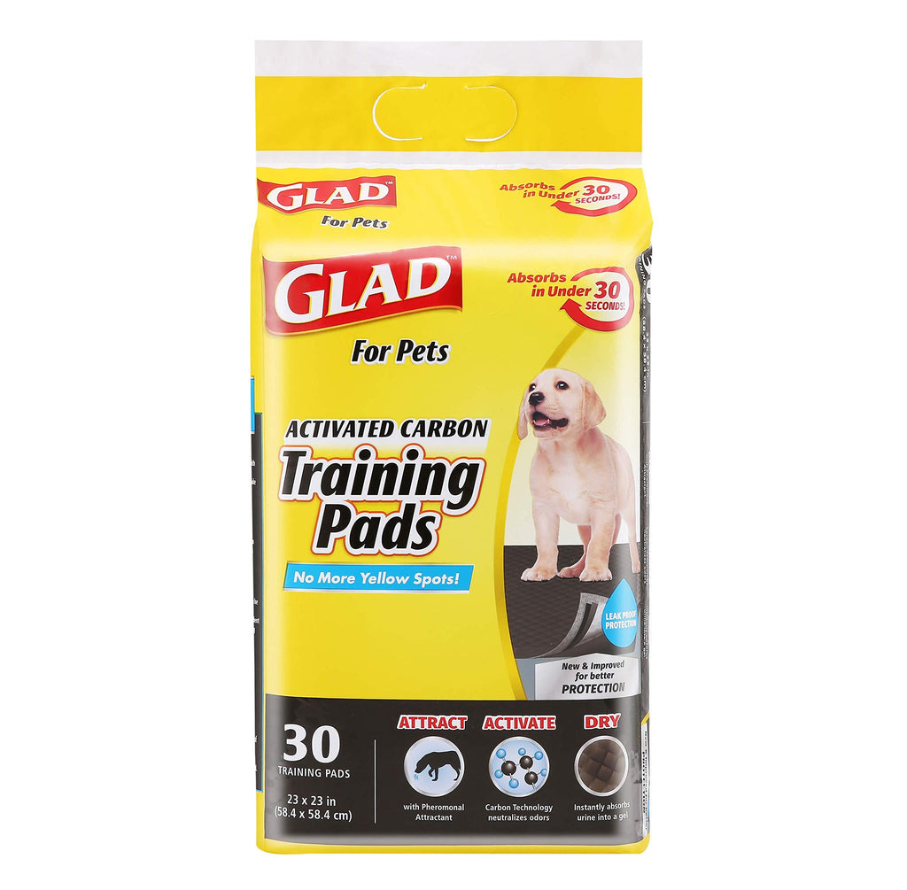 Glad for Pets Black Charcoal Puppy Pads-New & Improved Puppy Potty Training Pads That ABSORB & NEUTRALIZE Urine Instantly-Training Pads for Dogs, Dog Pee Pads, Pee Pads for Dogs, Dog Crate Pads 30 Count (Pack of 1) Regular - PawsPlanet Australia