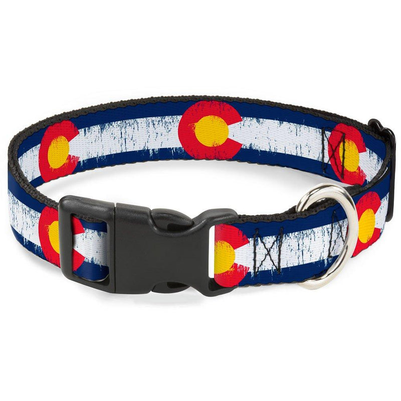 [Australia] - Buckle-Down Plastic Clip Collar - Colorado Flags2 Repeat Weathered - 1/2" Wide - Fits 8-12" Neck - Medium 