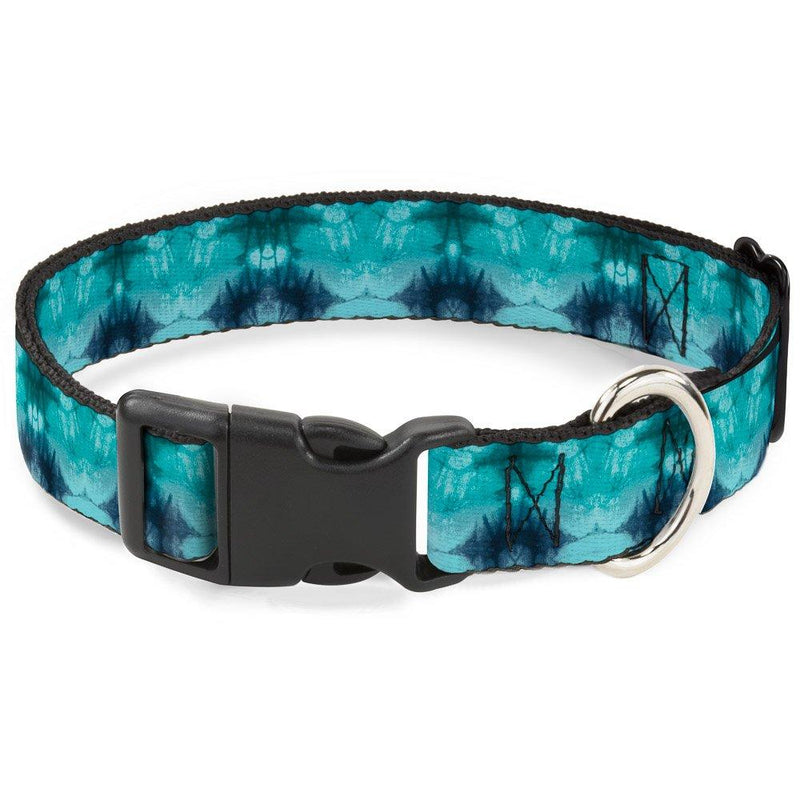 [Australia] - Buckle-Down Dog Collar Plastic Clip Tie Dye Reflection Turquoise Blues Available in Adjustable Sizes for Small Medium Large Dogs 1" Wide - Fits 11-17" Neck - Medium 