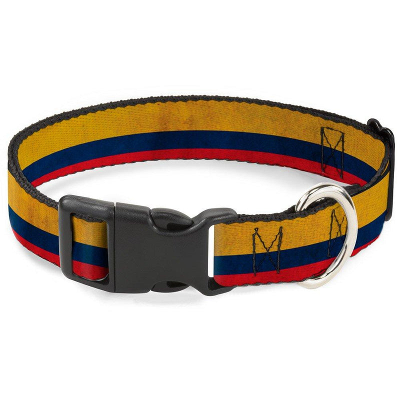 [Australia] - Buckle-Down Plastic Clip Collar - Colombia Flag Distressed - 1/2" Wide - Fits 8-12" Neck - Medium 