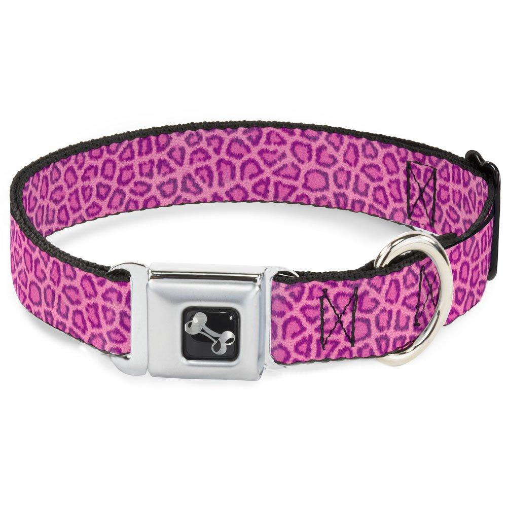 [Australia] - Dog Collar Seatbelt Buckle Leopard Baby Pink 15 to 26 Inches 1.0 Inch Wide Medium 