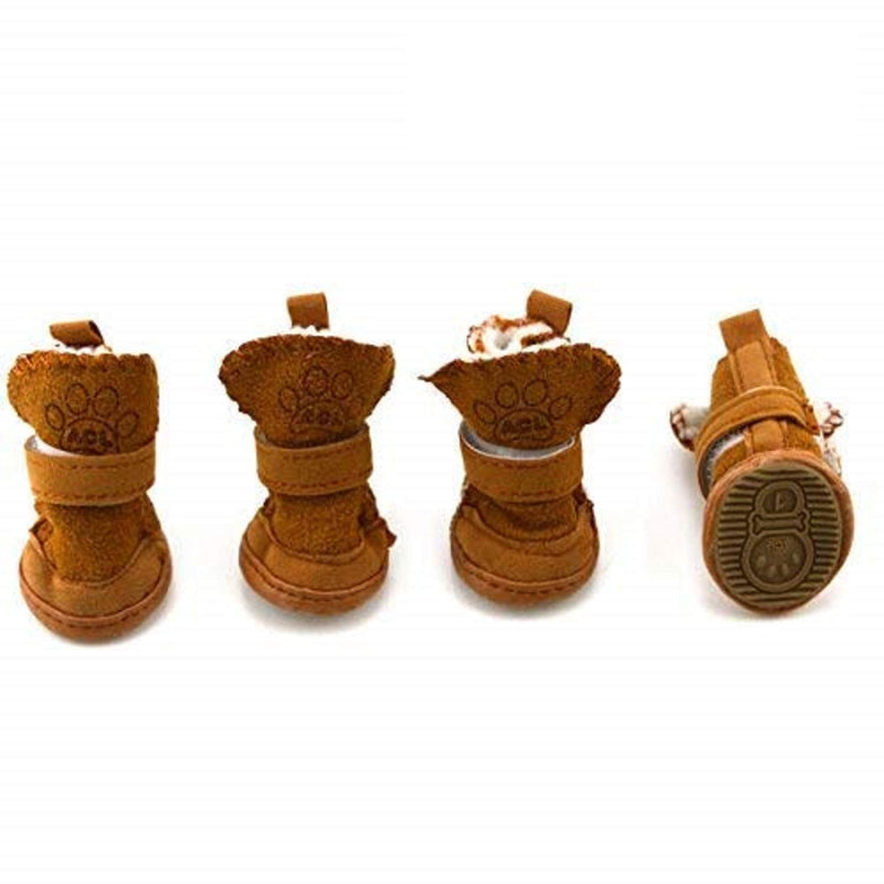 URBEST Dog Shoes with Hook Loop Closure Booties Pet Dog Chihuahua Shoes Boots, 4Pcs 1# Brown - PawsPlanet Australia