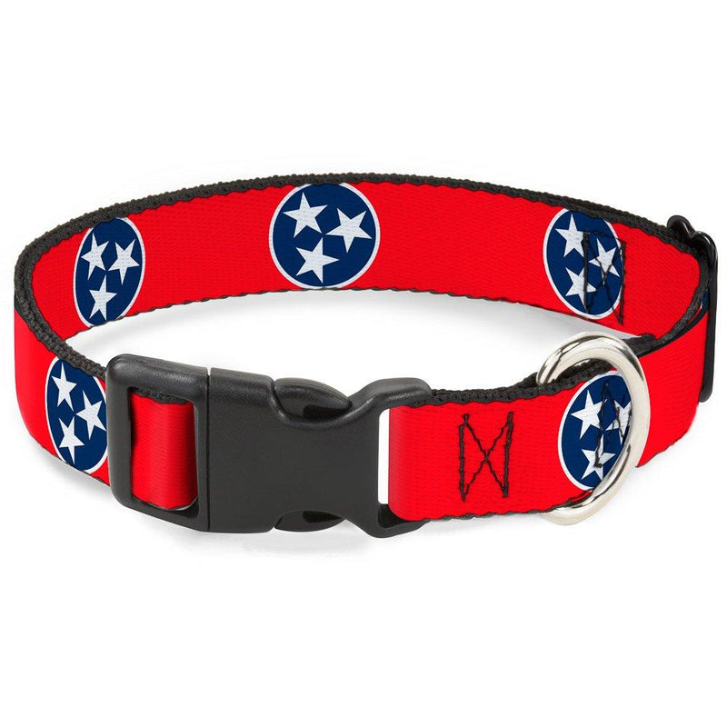 [Australia] - Buckle-Down Plastic Clip Collar - Tennessee Flag Stars Red/White/Blue - 1/2" Wide - Fits 9-15" Neck - Large 1.5" Wide - Fits 18-32" Neck - Large 