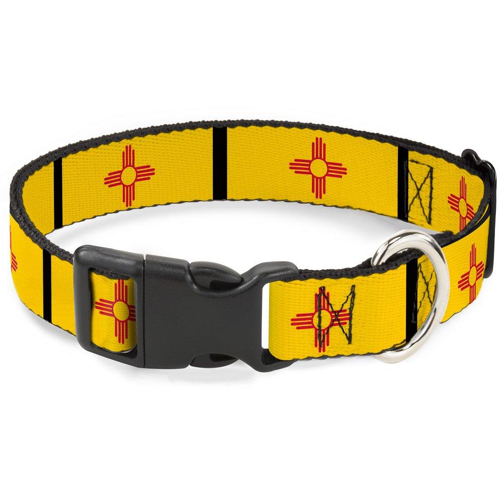 [Australia] - Dog Collar Plastic Clip New Mexico Flag Black 9 to 15 Inches 1.0 Inch Wide 1/2" Wide - Fits 6-9" Neck - Small 