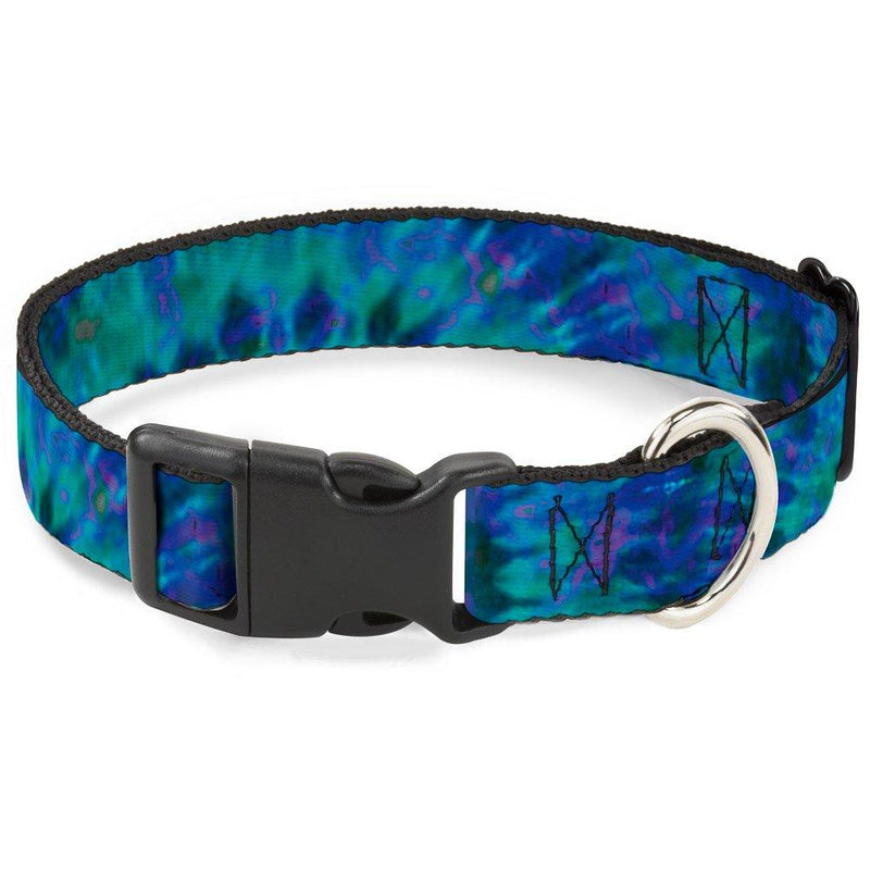 [Australia] - Buckle-Down Plastic Clip Collar - Tie Dye Green/Blue/Purple - 1" Wide - Fits 9-15" Neck - Small 