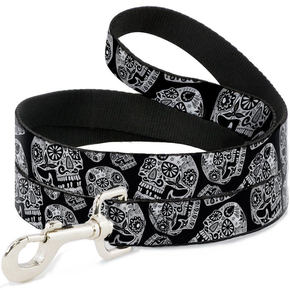 [Australia] - Dog Leash The Dust of Living II Sugar Skulls Black White 6 Feet Long 0.5 Inch Wide 6 Feet Long - 1" Wide 