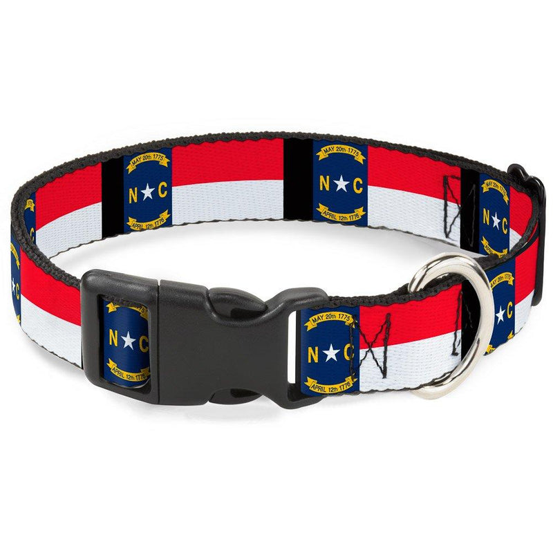 [Australia] - Buckle-Down 15-26" North Carolina Flag/Black Plastic Clip Collar, Large 1" Wide - Fits 15-26" Neck - Large 