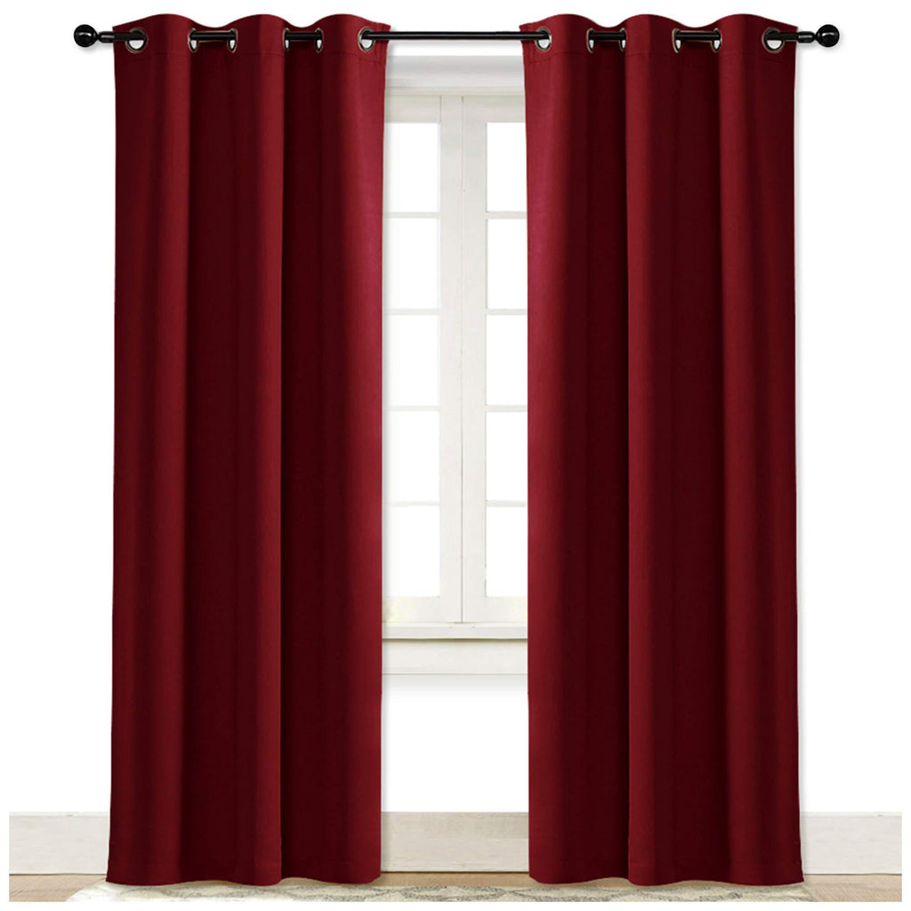 NICETOWN Red Insulated Blackout Curtain Home Decoration Solid Grommet Top Blackout Living Room Drape for Large Window (1 Panel, 42 x 84 inches) W42" X L84" Burgundy Red - PawsPlanet Australia