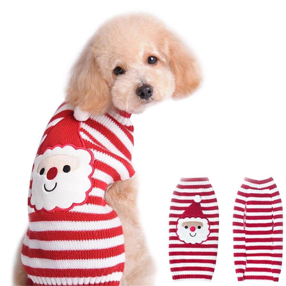 [Australia] - NACOCO Santa Claus Sweater Pet Sweater Xmas Dog Holiday Sweaters Christmas Sweaters Cold Weather Coat for Small to Medium Sized Dogs and Cats 