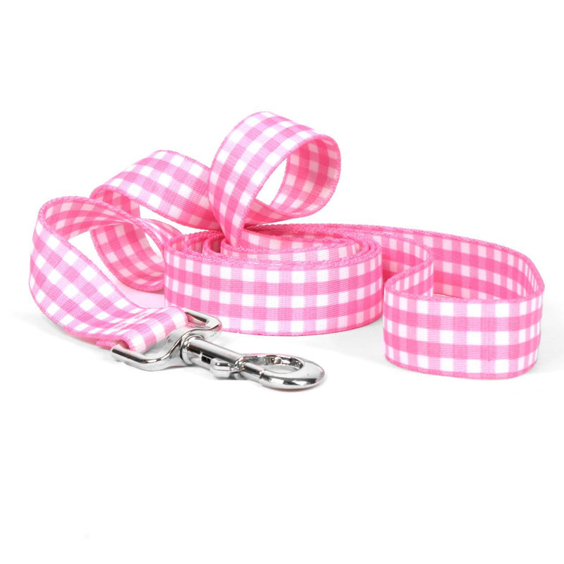 [Australia] - Yellow Dog Design Gingham Pink Dog Leash 1" x 60" (5 feet) Long 