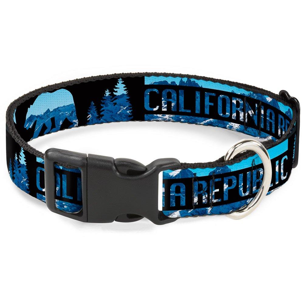 [Australia] - Buckle-Down Dog Collar Plastic Clip California Republic Bear Stars Silhouette Scenic Mountains Available in Adjustable Sizes for Small Medium Large Dogs 1.5" Wide - Fits 16-23" Neck - Medium 