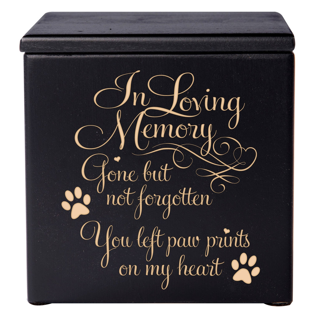 Cremation Urns for Pets SMALL Memorial Keepsake box for Dogs and Cats, Urn for pet ashes In loving Memory Gone but not forgotten you left pawprints on my heart Holds SMALL portion of ashes (Black) Black - PawsPlanet Australia