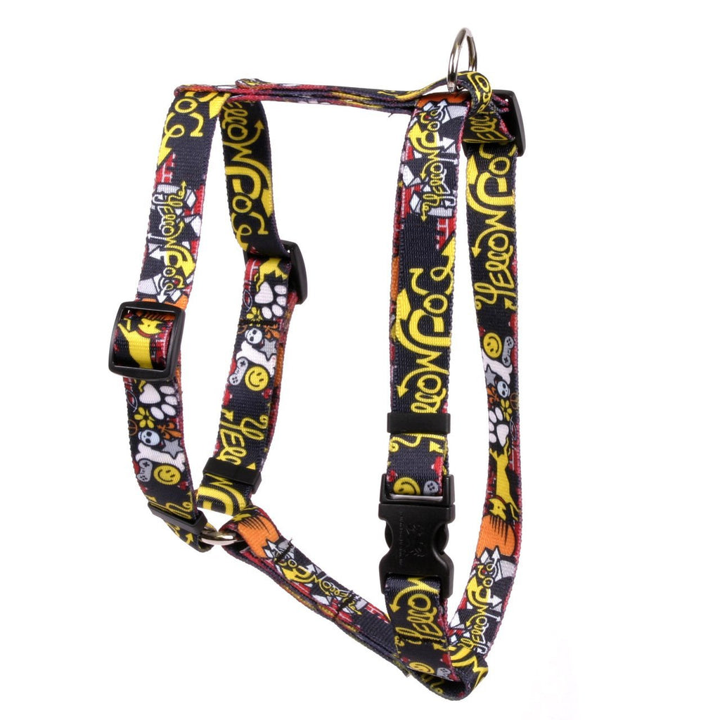 [Australia] - Yellow Dog Design Graffiti Dog Roman Style H Dog Harness Extra Large 28" - 36" 