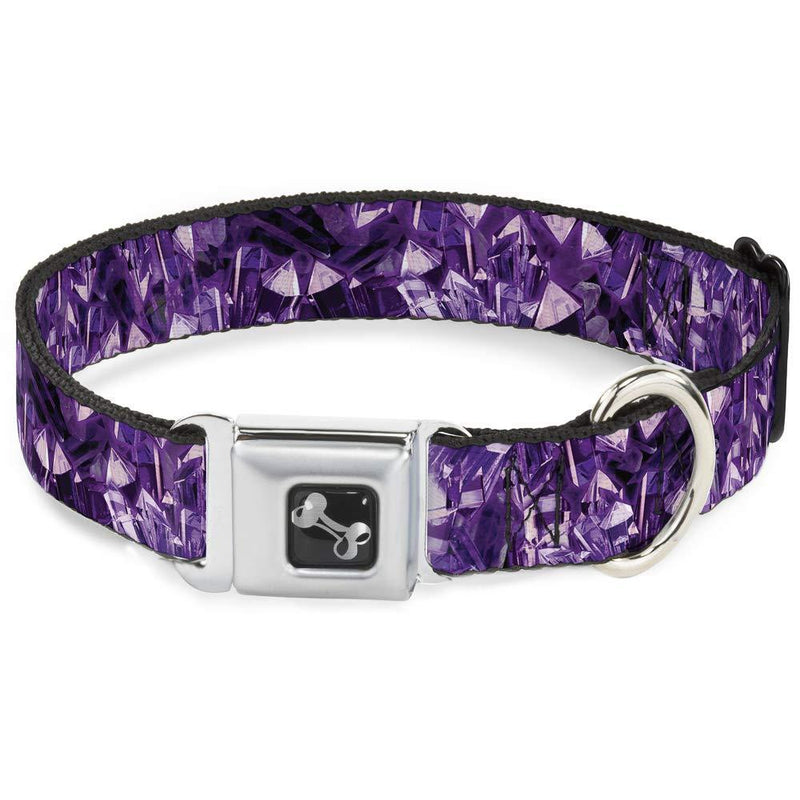 [Australia] - Buckle-Down Seatbelt Buckle Dog Collar - Crystals Purples 1" Wide - Fits 15-26" Neck - Large 