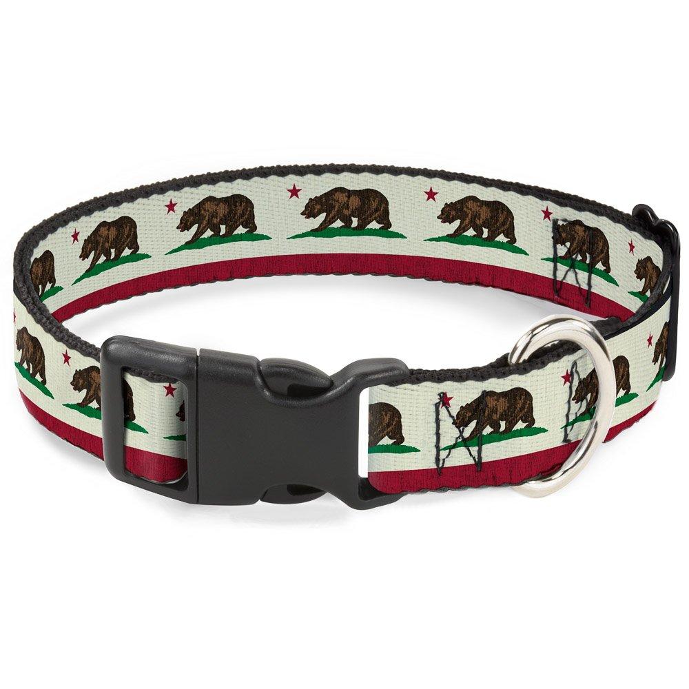 [Australia] - Buckle-Down 15-26" California Flag Weathered White Plastic Clip Collar, Large 