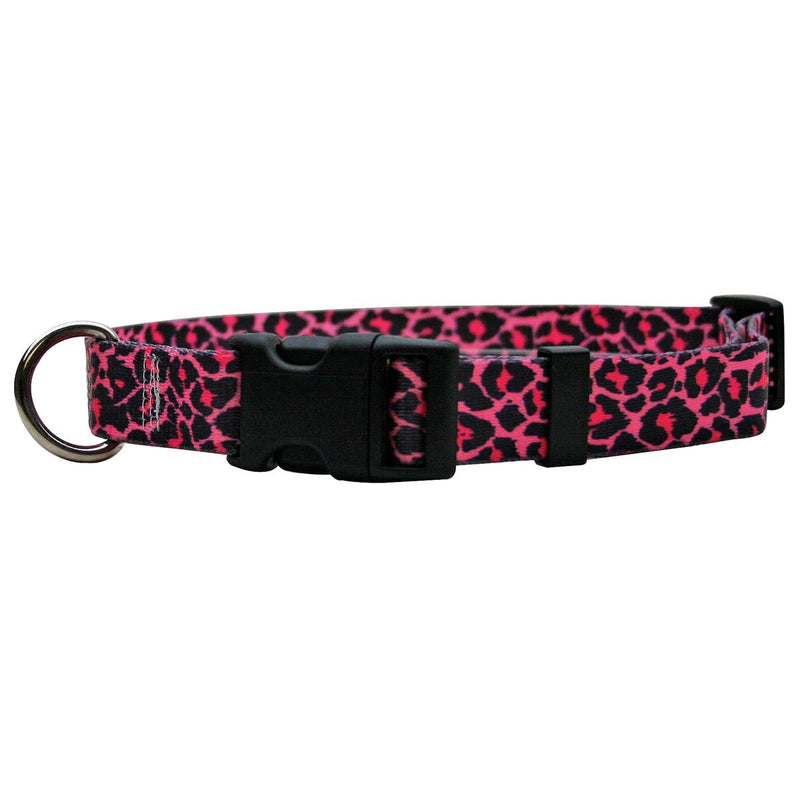 [Australia] - Yellow Dog Design Leopard Pink Dog Collar 1" Wide and Fits Neck 18 to 28", Large 