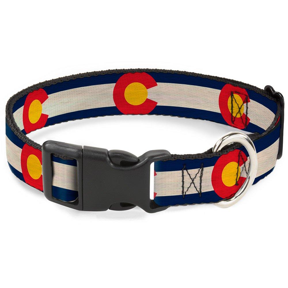 [Australia] - Buckle-Down Plastic Clip Collar - Colorado Flags2 Repeat Vintage2 - 1" Wide - Fits 15-26" Neck - Large 