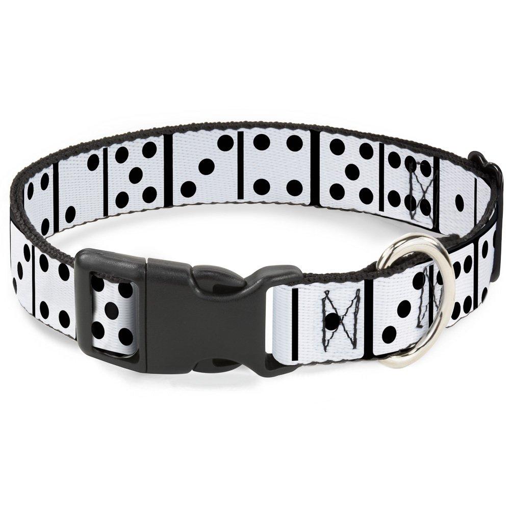 [Australia] - Buckle-Down Plastic Clip Collar - Dominoes Black/White/Black - 1" Wide - Fits 11-17" Neck - Medium 