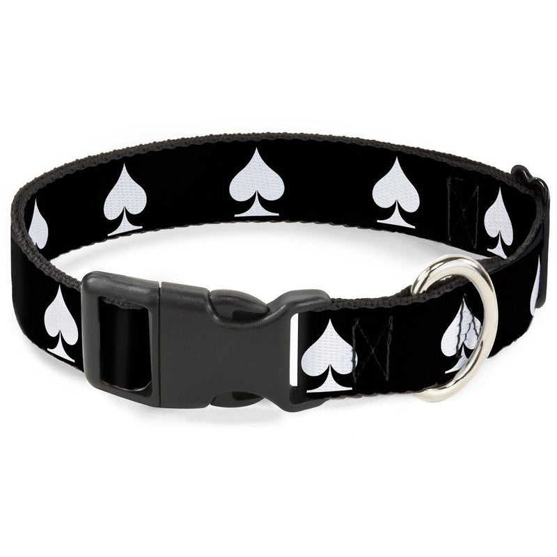 [Australia] - Buckle-Down 15-26" Spade Black/White Plastic Clip Collar 1/2" Wide - Fits 6-9" Neck - Small 