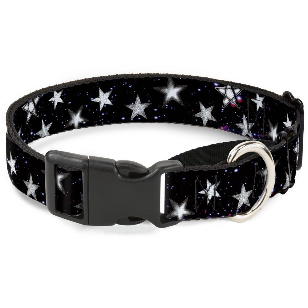 [Australia] - Buckle-Down Glowing Stars in Space Black/Purple/White Martingale Dog Collar 1" Wide - Fits 11-17" Neck - Medium Multicolor 