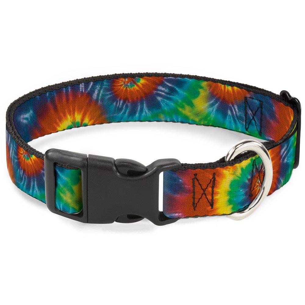 [Australia] - Buckle-Down Plastic Clip Collar - Tie Dye Swirl Multi Color - 1" Wide - Fits 9-15" Neck - Small 