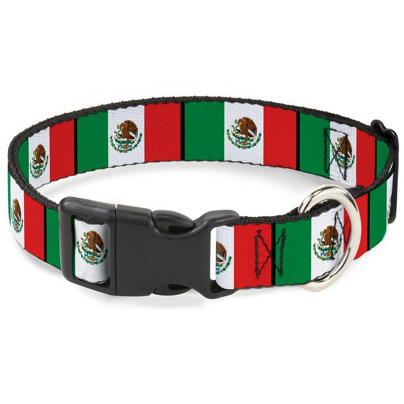 [Australia] - Buckle-Down Plastic Clip Collar - Mexico Flags - 1/2" Wide - Fits 9-15" Neck - Large 1.5" Wide - Fits 18-32" Neck - Large 