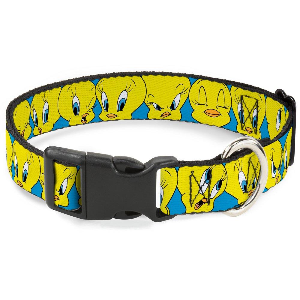 [Australia] - Buckle-Down Plastic Clip Collar - Tweety Bird CLOSE-UP Expressions Baby Blue - 1/2" Wide - Fits 6-9" Neck - Small 