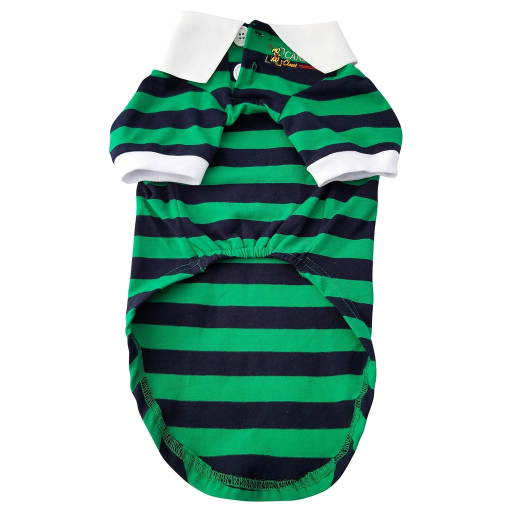 Candies Closet Striped Polo Shirt for Small and Large Dogs XX-Large Green - PawsPlanet Australia