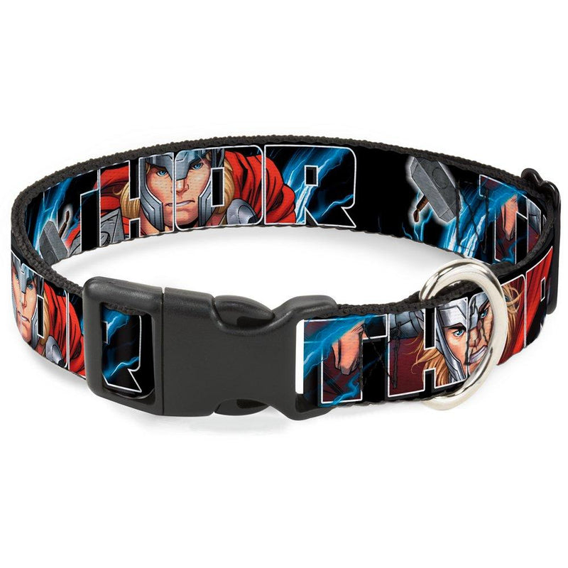 [Australia] - Buckle-Down Plastic Clip Collar - THOR Poses/Hammer - 1/2" Wide - Fits 9-15" Neck - Large 1/2" Wide - Fits 6-9" Neck - Small 