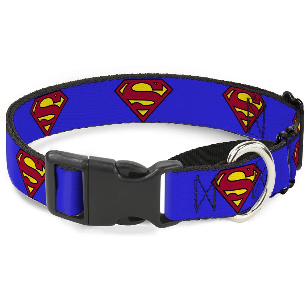 [Australia] - Buckle-Down "Superman Shield Martingale Dog Collar 1" Wide - Fits 15-26" Neck - Large Multicolor 